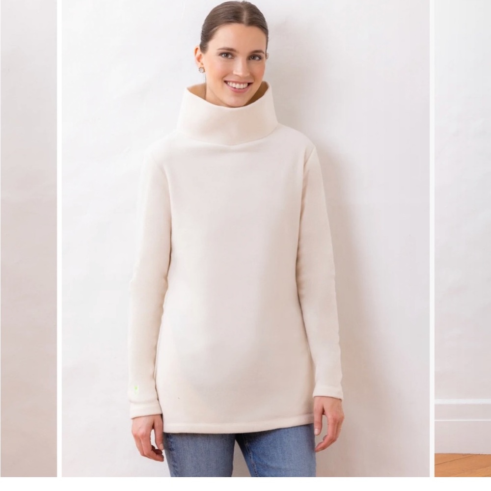 Dudley Stephens Ivory Cobble Hill Fleece Long Line Pullover Top Size Small